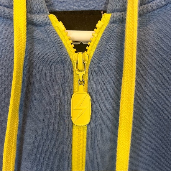 Fallout Bethesda Vault 111 Blue Yellow Sweatshirt Hoodie Zip Up Number 111 Sz M - Picture 6 of 16